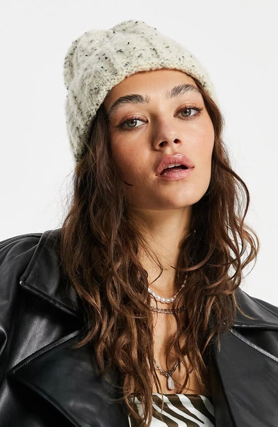 Shop Topshop Neppy Cable Knit Beanie In Cream