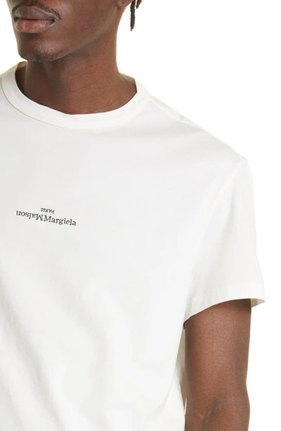 Shop Maison Margiela Upside Down Cotton Logo T-shirt In White