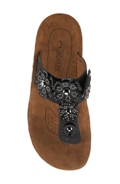 Flexus By Spring Step Bayview Floral Appliquè Sandal In Black