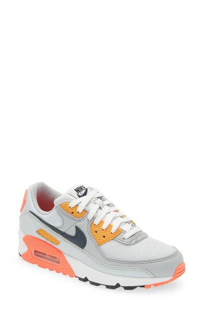 Shop Nike Air Max 90 Sneaker In Platinum/grey/crimson/navy