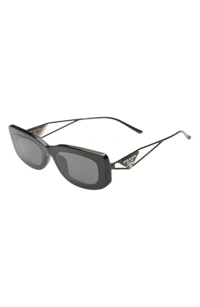 Prada 53mm Rectangular Sunglasses In Black