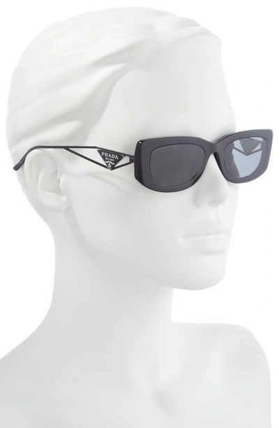 Shop Prada 53mm Rectangular Sunglasses In Black