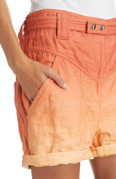Shop Isabel Marant Kaynetd Sunset Ombré Cotton & Linen Shorts In Tangerine