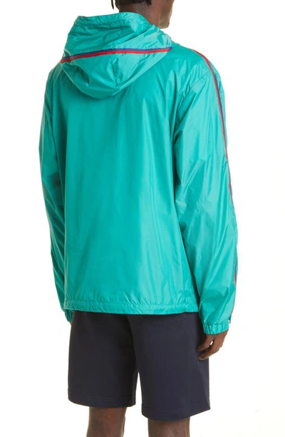 Shop Moncler Hattab Hooded Rain Jacket In 83s-teal