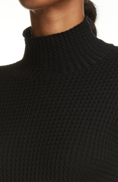 Shop Balenciaga Cable Knit Long Sleeve Wool Blend Sweater Dress In Black