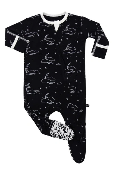 Shop Peregrine Kidswear Moonscape Fitted One-piece Pajamas In Black