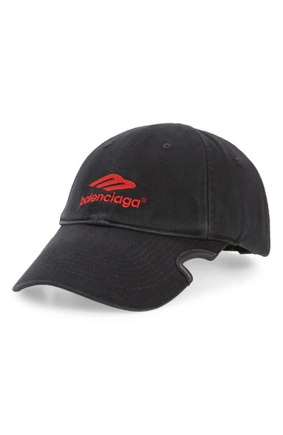 Balenciaga 3b Sports Icon Baseball Hat In Black/ Red | ModeSens