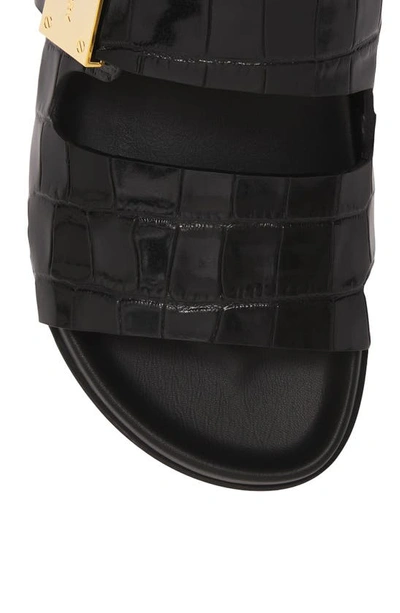 Shop Burberry Olympia Croc Embossed Sandal In Black