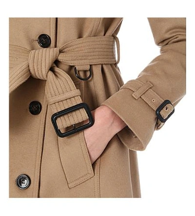 Shop Burberry The Kensington Mid-length Wool And Cashmere-blend Trench Coat In Camel