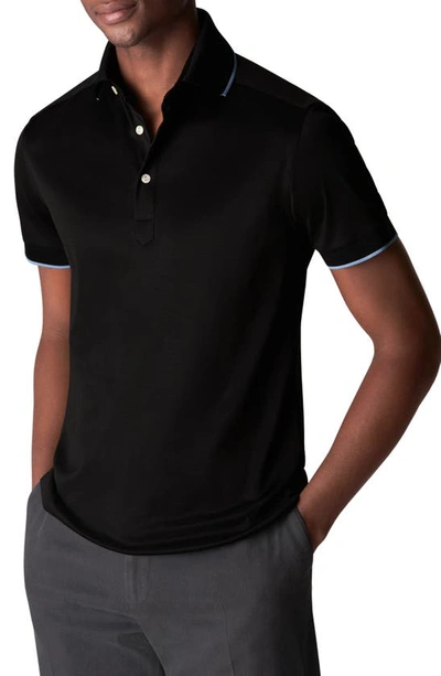 Shop Eton Contemporary Fit Filo Di Scozia Short Sleeve Polo In Black