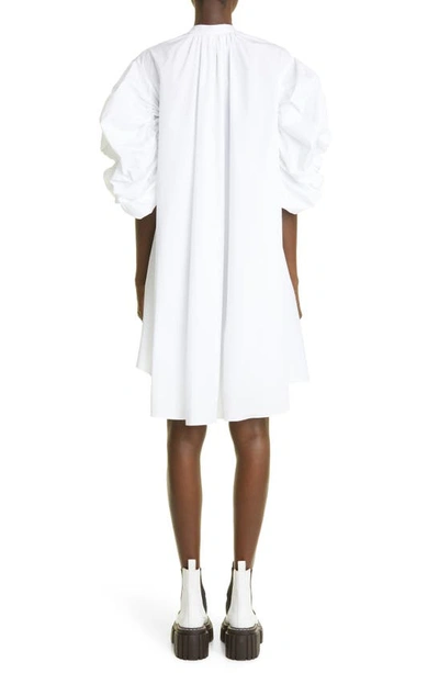 Shop Alexander Mcqueen Daybreak Cloud Cotton Button-up Dress In Opticalwhite