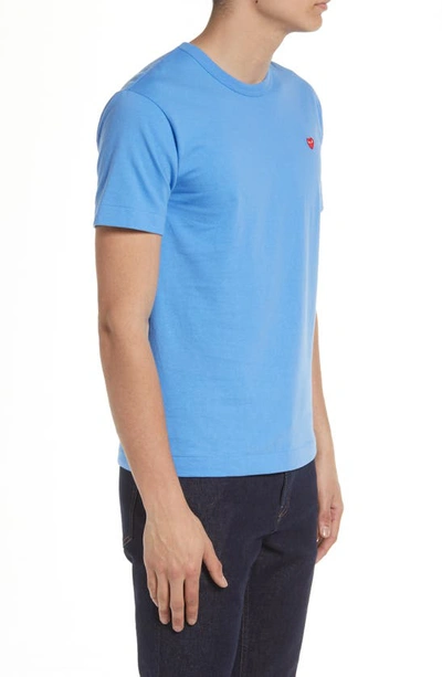 Shop Comme Des Garçons Play Small Heart Cotton T-shirt In Blue