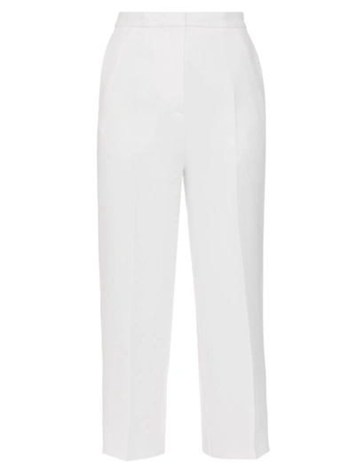 Rochas Wide-leg Cropped Crepe Trousers In White