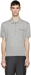 THOM BROWNE Grey Cotton Piqué Polo