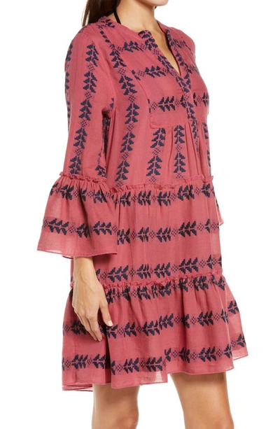 Shop Elan Grecian Cover-up Dress In Rose Navy Arrow Print