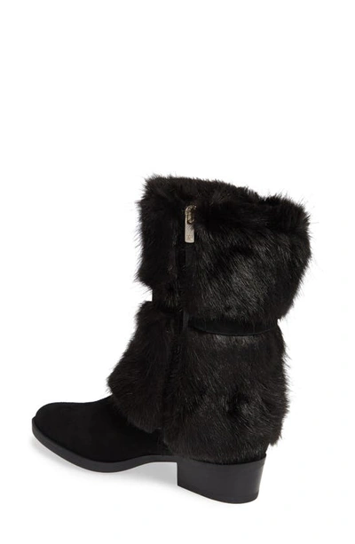 Shop Taryn Rose Giselle Water Resistant Faux Fur Boot In Black Suede