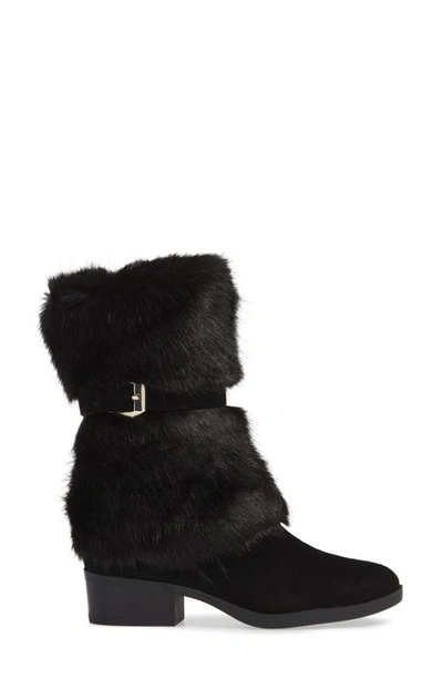 Shop Taryn Rose Giselle Water Resistant Faux Fur Boot In Black Suede