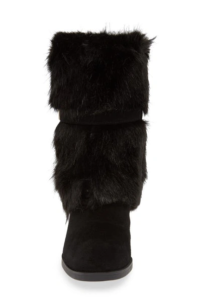 Shop Taryn Rose Giselle Water Resistant Faux Fur Boot In Black Suede