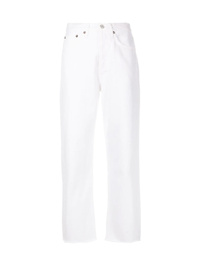 Shop Agolde 90s Cropped Element Jeans In White