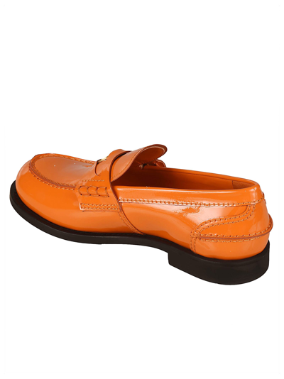 Shop Miu Miu Vernice Loafers In Orange