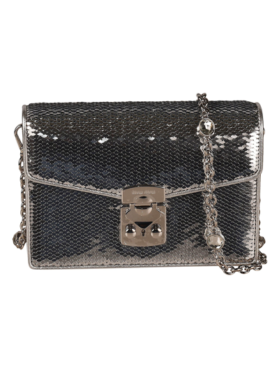 Shop Miu Miu Metallic Flap Chain Shoulder Bag In Silver