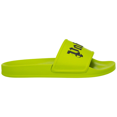 Palm Angels Pool Logo Rubber Slide Sandals In Green | ModeSens