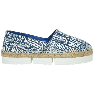 Shop Love Moschino Double Question Mark Espadrilles In Blue