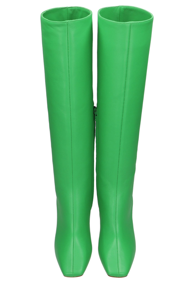 Shop Liu •jo Squared Lh 01 High Heels Boots In Green Leather