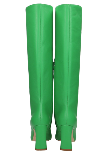 Shop Liu •jo Squared Lh 01 High Heels Boots In Green Leather