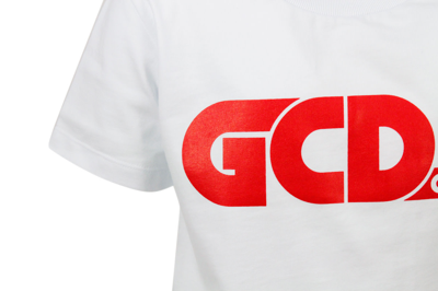Shop Gcds Short Sleeve Crewneck T-shirt With Logo And Fluorescent Lettering In White