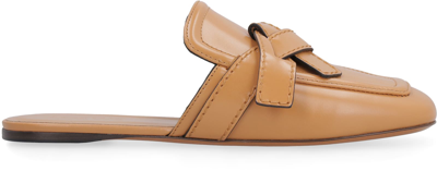 Shop Loewe Gate Leather Slippers In Saddle Brown