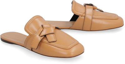 Shop Loewe Gate Leather Slippers In Saddle Brown