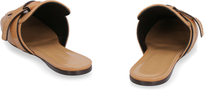 Shop Loewe Gate Leather Slippers In Saddle Brown