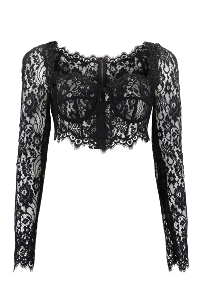 Shop Dolce & Gabbana Lace Blouse In Black