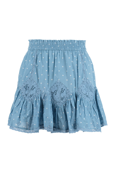 Shop Loveshackfancy Adia Cotton Mini-skirt In Blue