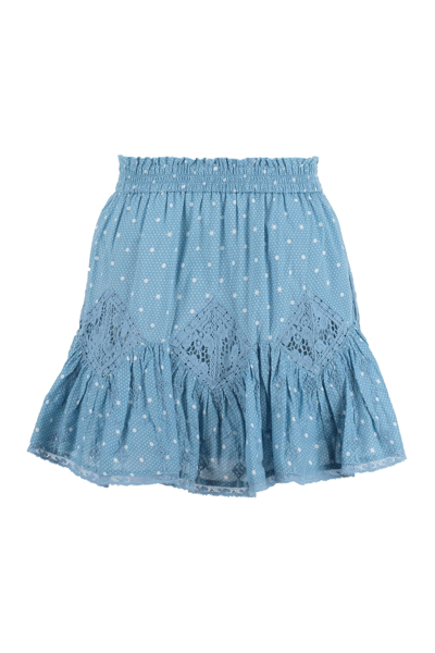 Shop Loveshackfancy Adia Cotton Mini-skirt In Blue