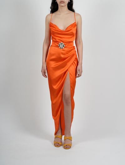 Shop Alessandra Rich Silk Satin Evening Dress