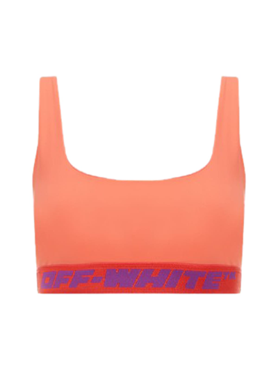 Shop Off-white Athl Logo Band Bra In Coral Red