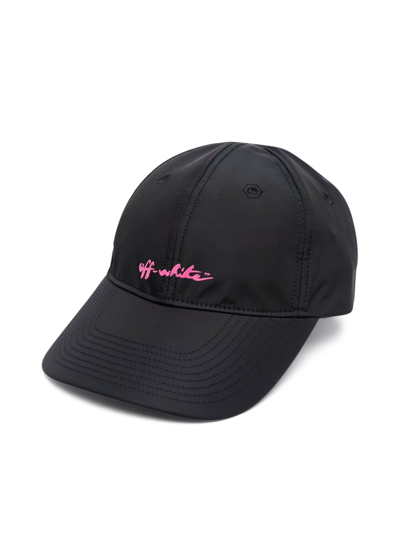 Shop Off-white Off Script Nylon Baseball Hat In Black Pink