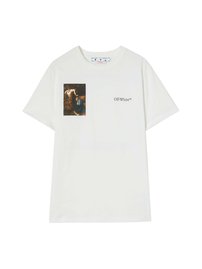 Shop Off-white Caravag Lute Slim S/s Tee In White Black