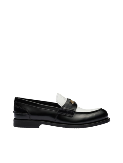 Shop Miu Miu Loafers In Black White