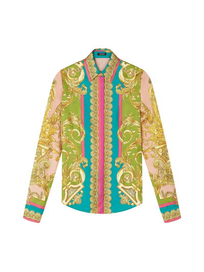 Shop Versace Formal Shirt Twill Heritage In Mauvelous Citron