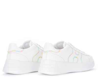 Hogan Rebel Sneakers With Multicolor Stitching In White | ModeSens