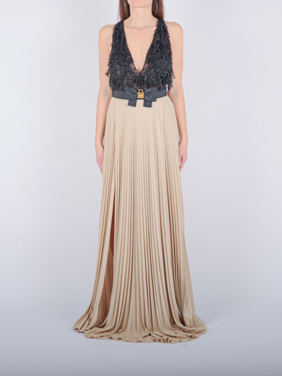Elisabetta Franchi Red Carpet Dress With Embroidered Bodice In
