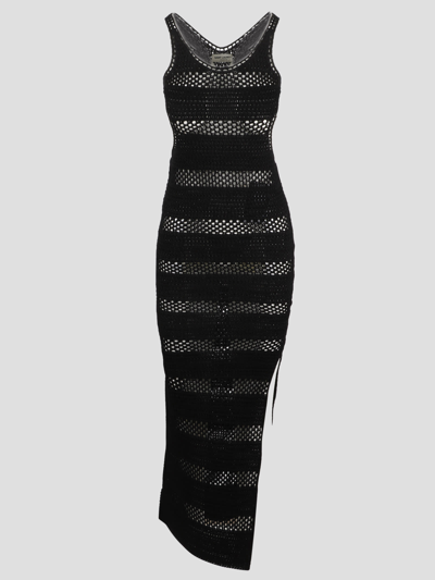 Shop Saint Laurent Crochet Cut Out Dress In Black