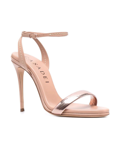 Shop Casadei Crepe Pink Leather Julia Roma Sandals In Oro