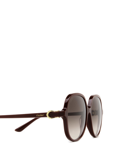 Shop Cartier Ct0350s Burgundy Sunglasses