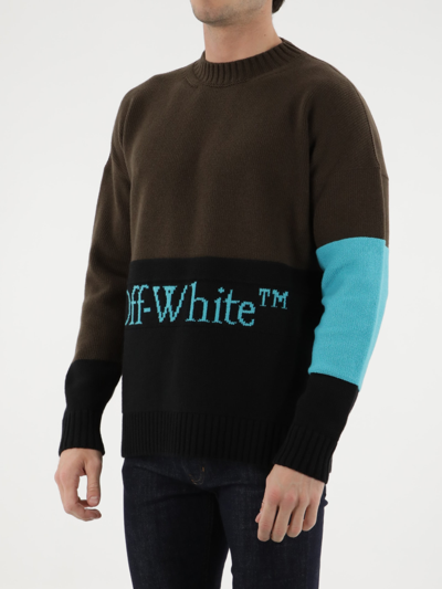 Shop Off-white Color-block Jumper In Green