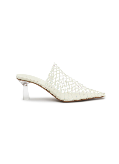 Shop Neous Bophy' Crystal Embellished Mesh Cage Heeled Mules In White