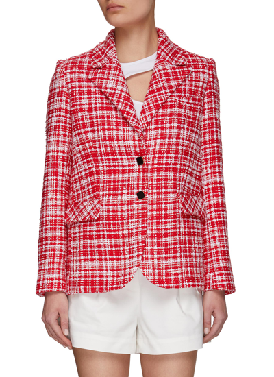 Shop Self-portrait Boucle Single Breasted Blazer In Red